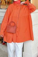 Tesettür giyim TURUNCU ROBADAN VOLANLI DÜĞMELİ TUNİK T 0178