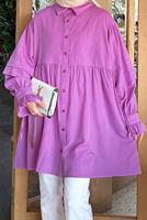 Tesettür giyim MÜRDÜM ROBADAN VOLANLI DÜĞMELİ TUNİK T 0178