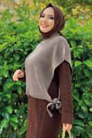 Hijab clothing MINK SLEEVELESS KNITWEAR SWEATER WITH TIE DETAIL T 73222