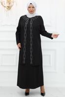 Hijab clothing BLACK EVENING DRESS WITH GEM T 1921