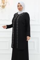 Hijab clothing BLACK EVENING DRESS WITH GEM T 1921