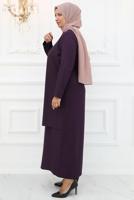 Tesettür giyim MOR TAŞLI ABİYE ELBİSE T 1921