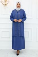 Hijab clothing NAVY BLUE EVENING DRESS WITH GEM T 1921