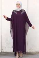Hijab clothing PLUM EVENING DRESS WITH CAPE T 4031