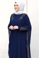 Tesettür giyim LACİVERT PELERİNLİ ABİYE ELBİSE T 4031