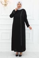 Tesettür giyim SİYAH TAŞLI ABİYE ELBİSE T 8821