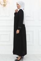 Tesettür giyim SİYAH TAŞLI ABİYE ELBİSE T 8821