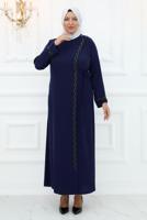 Tesettür giyim LACİVERT TAŞLI ABİYE ELBİSE T 8821