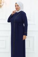 Tesettür giyim LACİVERT TAŞLI ABİYE ELBİSE T 8821