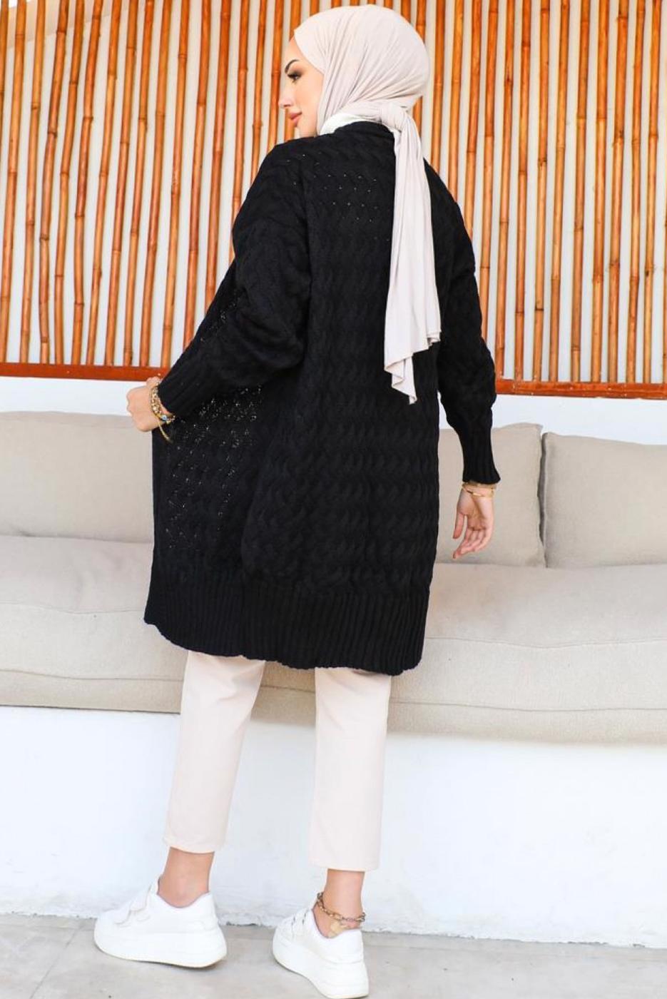Tesettür giyim SİYAH TRİKO HIRKA T 0073