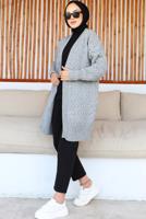 Tesettür giyim GRİ TRİKO HIRKA T 0073
