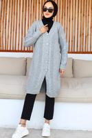 Tesettür giyim GRİ TRİKO HIRKA T 0073