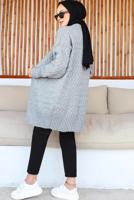 Tesettür giyim GRİ TRİKO HIRKA T 0073