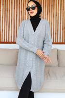 Tesettür giyim GRİ TRİKO HIRKA T 0073