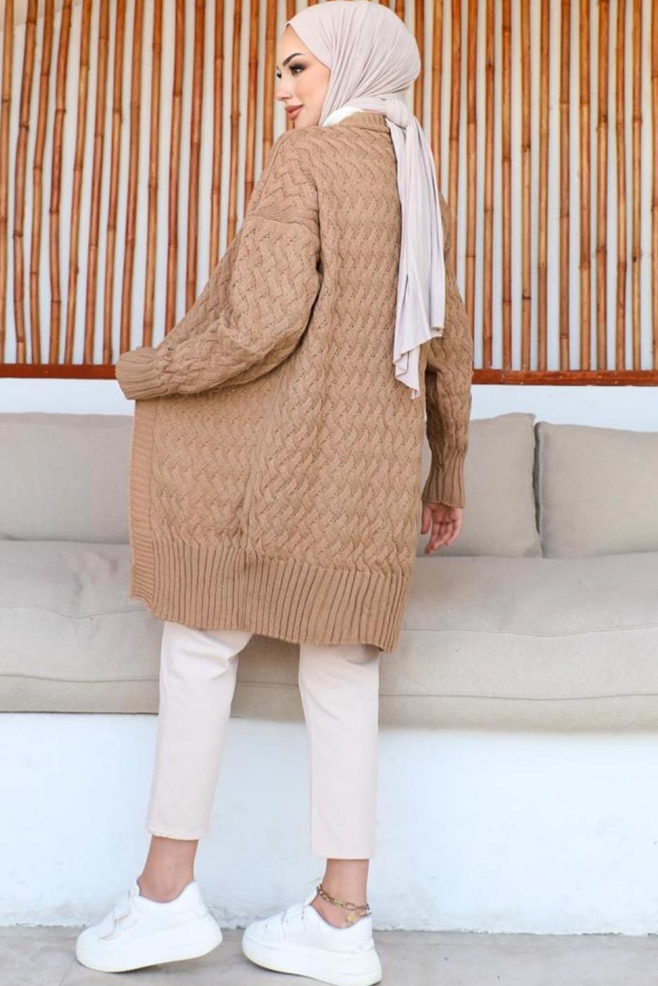 Hijab clothing BROWN KNITWEAR CARDIGAN T 0073