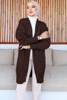 Tesettür giyim KAHVE TRİKO HIRKA T 0073