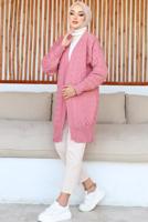 Tesettür giyim PEMBE TRİKO HIRKA T 0073