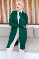 Tesettür giyim YEŞİL TRİKO HIRKA T 0073