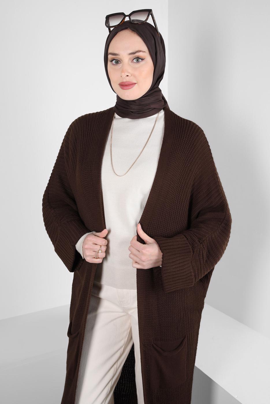 Hijab clothing BROWN KNITWEAR CARDIGAN T 0103