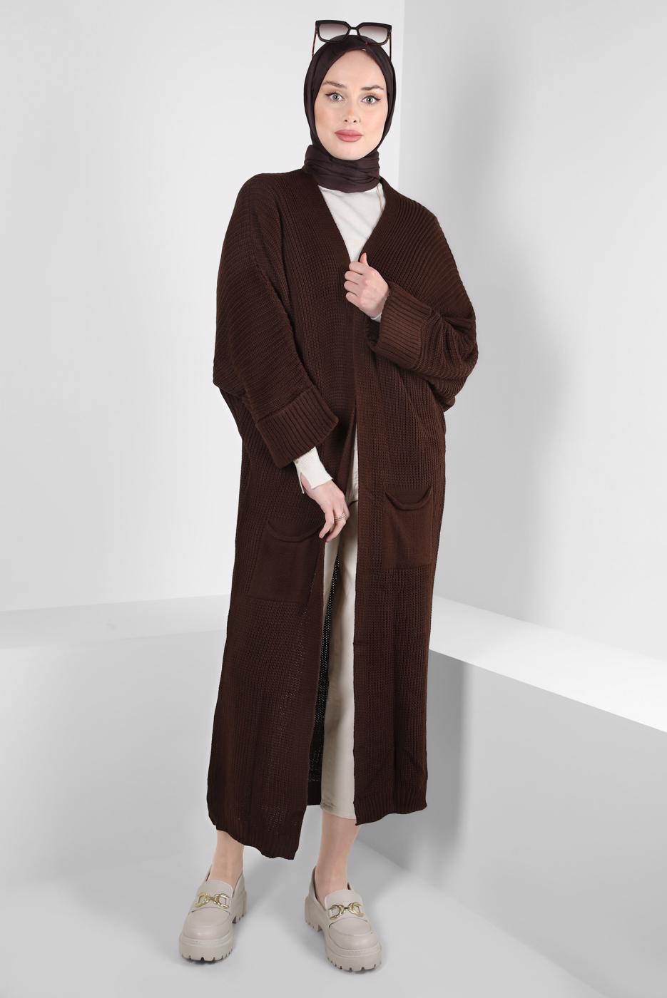Hijab clothing BROWN KNITWEAR CARDIGAN T 0103