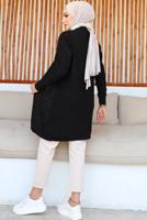 Tesettür giyim SİYAH KABARTMA DESENLİ TRİKO HIRKA T 0273