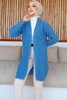 Tesettür giyim MAVİ KABARTMA DESENLİ TRİKO HIRKA T 0273