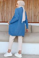 Tesettür giyim MAVİ KABARTMA DESENLİ TRİKO HIRKA T 0273