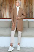 Tesettür giyim KAHVE KABARTMA DESENLİ TRİKO HIRKA T 0273