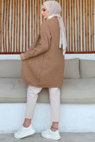 Tesettür giyim KAHVE KABARTMA DESENLİ TRİKO HIRKA T 0273