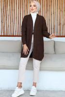 Tesettür giyim KAHVE KABARTMA DESENLİ TRİKO HIRKA T 0273