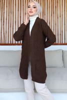 Tesettür giyim KAHVE KABARTMA DESENLİ TRİKO HIRKA T 0273