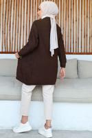 Tesettür giyim KAHVE KABARTMA DESENLİ TRİKO HIRKA T 0273