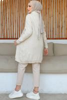 Tesettür giyim BEJ KABARTMA DESENLİ TRİKO HIRKA T 0273