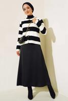 Tesettür giyim SİYAH ÇİZGİLİ TRİKO HIRKA T 0503