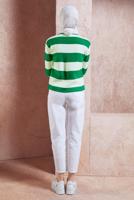 Hijab clothing GREEN STRIPED KNITWEAR CARDIGAN T 0503