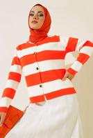 Hijab clothing ORANGE STRIPED KNITWEAR CARDIGAN T 0503