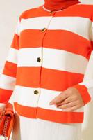Hijab clothing ORANGE STRIPED KNITWEAR CARDIGAN T 0503