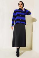 Tesettür giyim LACİVERT ÇİZGİLİ TRİKO HIRKA T 0503