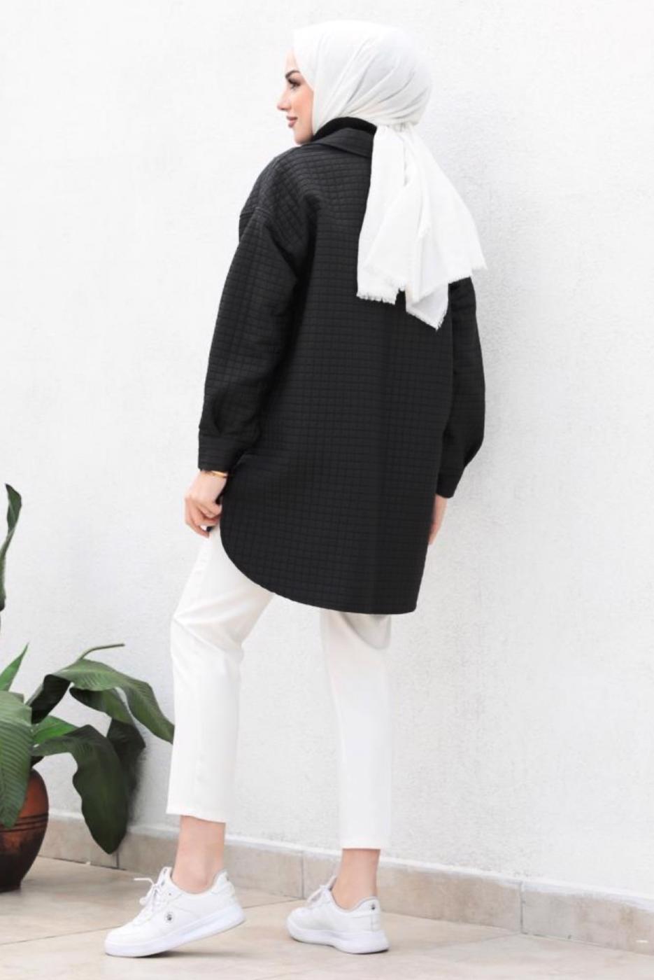 Tesettür giyim SİYAH KAPİTONE CEKET T 0563