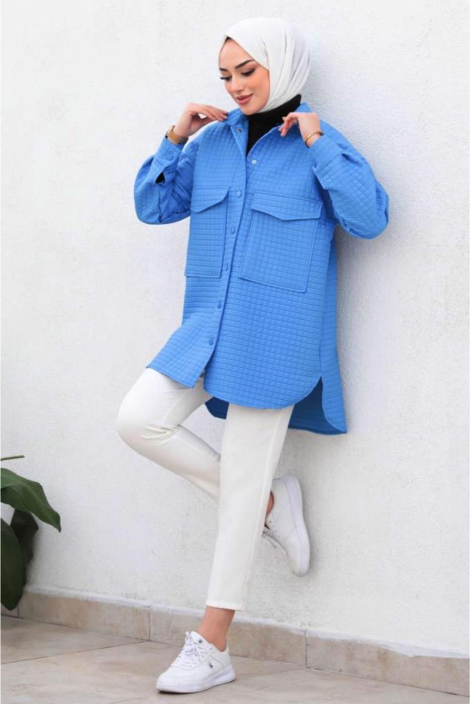 Tesettür giyim LACİVERT KAPİTONE CEKET T 0563