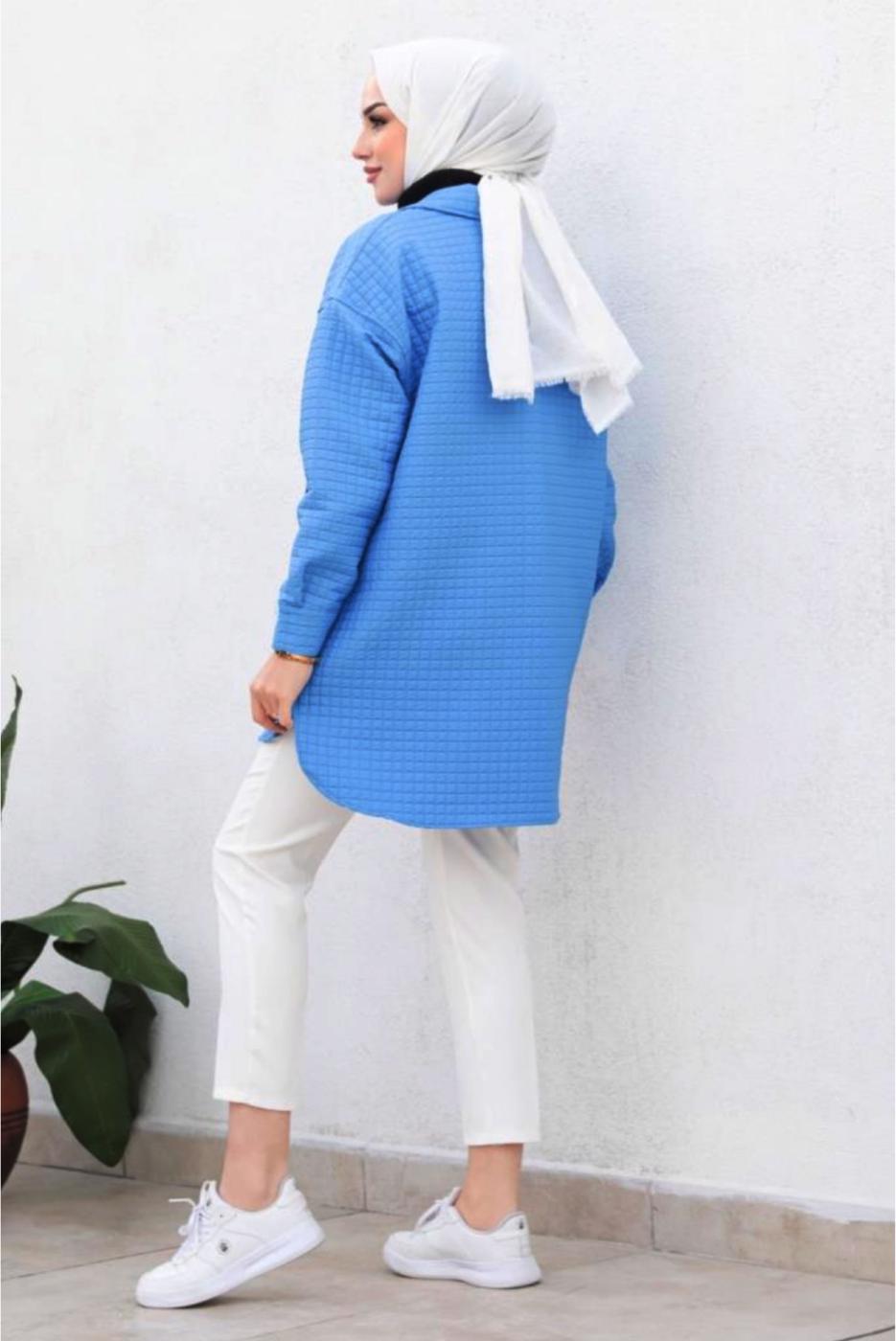 Tesettür giyim LACİVERT KAPİTONE CEKET T 0563