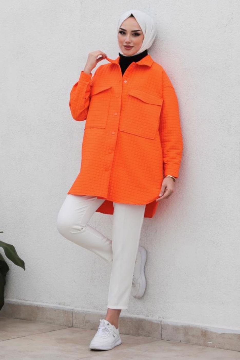 Hijab clothing ORANGE QUILTED JACKET T 0563