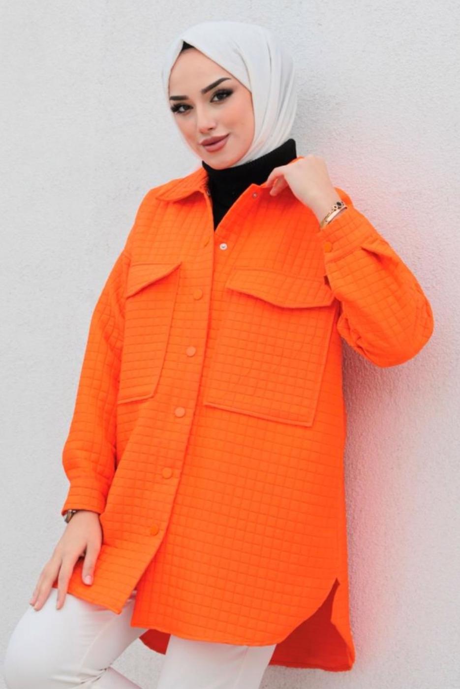 Hijab clothing ORANGE QUILTED JACKET T 0563