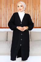 Tesettür giyim SİYAH UZUN TRİKO HIRKA T 0763