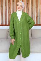 Tesettür giyim YEŞİL UZUN TRİKO HIRKA T 0763