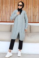 Tesettür giyim GRİ UZUN TRİKO HIRKA T 0763