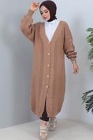 Vêtements hijab BRUN CARDIGAN LONG EN TRICOT T 0763