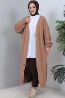 Vêtements hijab BRUN CARDIGAN LONG EN TRICOT T 0763