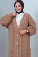 Vêtements hijab BRUN CARDIGAN LONG EN TRICOT T 0763