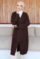 Tesettür giyim KAHVE UZUN TRİKO HIRKA T 0763